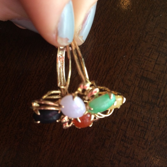 Retired Listing 14K Jade Multi Rainbow Stone Ring - Picture 6 of 8